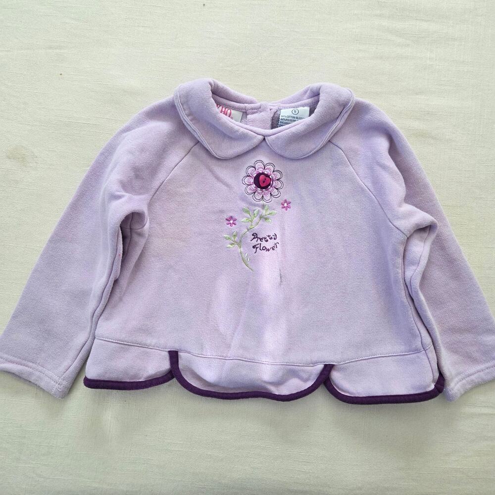 Vintage "Pretty Flower" Lavender Sweater Shirt 3t/4t